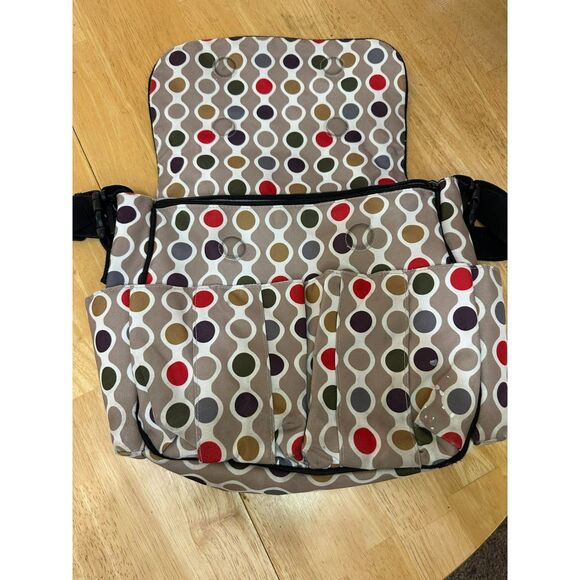 Skip Hop Jonathan Adler Dash Diaper/Messenger Bag Multicolor Polka Dots - Picture 2 of 7